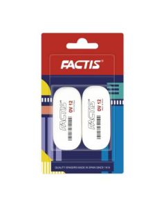 Factis Soft White Synthetic Rubber Eraser - OV 12 - Oval Shape - Blister Pack of 2