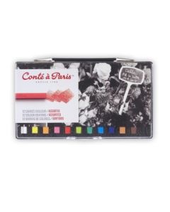 Conte a' Paris Colour Carres Crayons - Set of 12 - Assorted Colours - Plastic Box