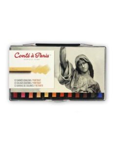 Conte a' Paris Colour Carres Crayons - Set of 12 - Portrait Colours - Plastic Box