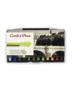 Conte a' Paris Colour Carres Crayons - Set of 12 - Landscape Colours - Plastic Box