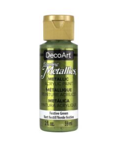 DecoArt Dazzling Metallics - Acrylic Craft Paint - 59 ML (2 Oz) Bottle - Festive Green (261)