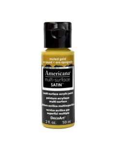 DecoArt Americana Multi Surface Satin Acrylic Paint - 59 ML (2 Oz) - Muted Gold (516)