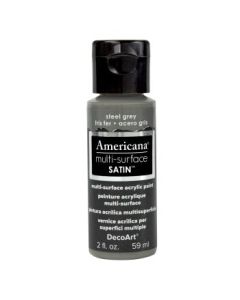 DecoArt Americana Multi Surface Satin Acrylic Paint - 59 ML (2 Oz) - Steel Grey (538)