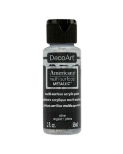 DecoArt Americana Acrylic Paint - Multi Surface Metallics - 59 ML (2 Oz) - Silver (550)