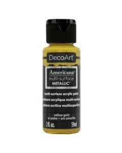 DecoArt Americana Acrylic Paint - Multi Surface Metallics - 59 ML (2 Oz) - Yellow Gold (551)