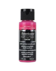 DecoArt Americana Multi Surface Satin Acrylic Paint - 59 ML (2 Oz) - Pink Tropics (561)