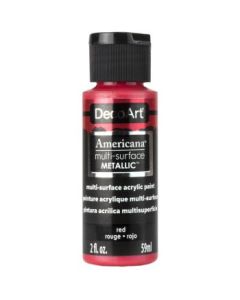 DecoArt Americana Acrylic Paint - Multi Surface Metallics - 59 ML (2 Oz) - Red (801)