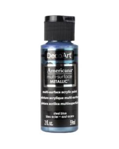 DecoArt Americana Acrylic Paint - Multi Surface Metallics - 59 ML (2 Oz) - Steel Blue (804)