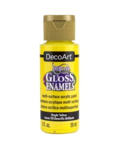 DecoArt Americana Gloss Enamels - Multi-Surface Acrylic Paint - 59 ML (2 Oz) Bottle - Bright Yellow (227)