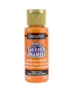 DecoArt Americana Gloss Enamels - Multi-Surface Acrylic Paint - 59 ML (2 Oz) Bottle - Bright Orange (228)