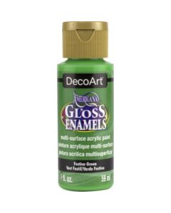 DecoArt Americana Gloss Enamels - Multi-Surface Acrylic Paint - 59 ML (2 Oz) Bottle - Festive Green (230)