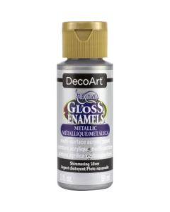 DecoArt Americana Gloss Enamels - Multi-Surface Acrylic Paint - 59 ML (2 Oz) Bottle - Shimmering Silver (70)