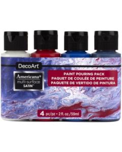 DecoArt Americana Multi Surface Satin Acrylic Paint - Value Pack of 4 Colours x 59 ML - Patriotic