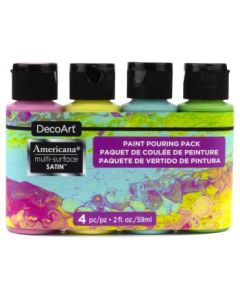 DecoArt Americana Multi Surface Satin Acrylic Paint - Value Pack of 4 Colours x 59 ML - Brights