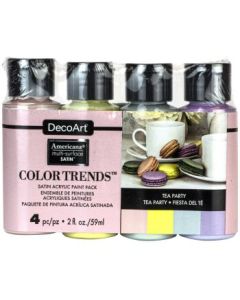 DecoArt Americana Multi Surface Satin Acrylic Paint - Tea Party Trend Pack of 4 Colours x 59 ML