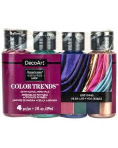 DecoArt Americana Multi Surface Satin Acrylic Paint - Luxe Living Trend Pack of 4 Colours x 59 ML