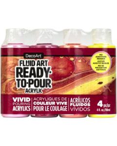 DecoArt FluidArt - Ready-to-Pour Acrylic Paint - Value Pack of 4 Colours x 118 ML - Sweet Treat