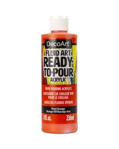 DecoArt FluidArt - Ready-to-Pour Acrylic Paint - 236 ML (8 Oz) Bottle - Vivid Orange (06)