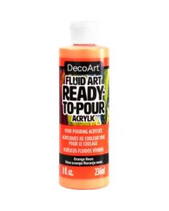 DecoArt FluidArt - Ready-to-Pour Acrylic Paint - 236 ML (8 Oz) Bottle - Neon Orange (101)