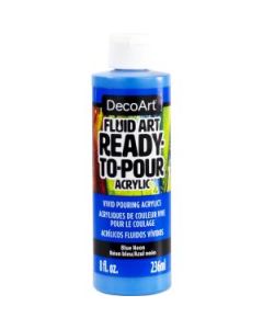 DecoArt FluidArt - Ready-to-Pour Acrylic Paint - 236 ML (8 Oz) Bottle - Neon Blue (104)