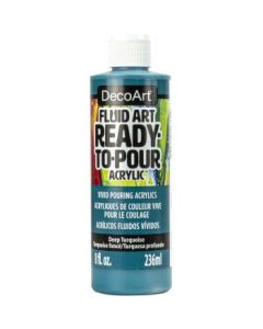 DecoArt FluidArt - Ready-to-Pour Acrylic Paint - 236 ML (8 Oz) Bottle - Deep Turquoise (14)