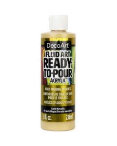 DecoArt FluidArt - Ready-to-Pour Acrylic Paint - 236 ML (8 Oz) Bottle - Gold Metallic (150)