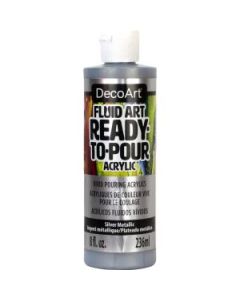 DecoArt FluidArt - Ready-to-Pour Acrylic Paint - 236 ML (8 Oz) Bottle - Silver Metallic (151)