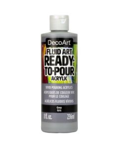 DecoArt FluidArt - Ready-to-Pour Acrylic Paint - 236 ML (8 Oz) Bottle - Grey (19)