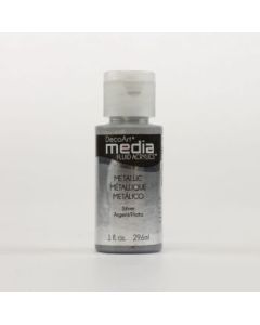 DecoArt Media Fluid Acrylics - 29.57 ML (1 Oz) Bottle - Metallic Silver (48)