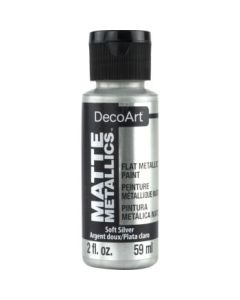 DecoArt Americana Décor - Matte Metallics Acrylic Paint - 59 ML (2 Oz) Bottle - Soft Silver (04)