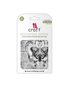 iCraft Decoupage Paper - Monochrome 15 x 20" - Design - 3034