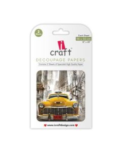 iCraft Decoupage Paper - Yellow Taxi 15 x 20" - Design - 3039