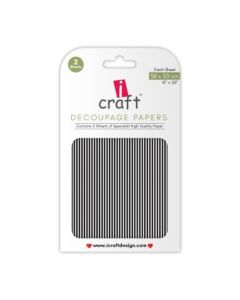 iCraft Decoupage Paper - Black & White Stripes 15 x 20" - Design - 3040