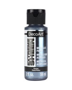 DecoArt Extreme Sheen Metallic Acrylic Paint - 59 ML (2 Oz) Bottle - Pewter (12)