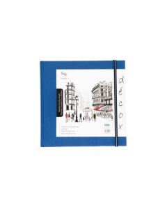 Scholar Artists' Sketch Book Décor - Square (19.5 cm x 19.5 cm or 7.68 in x 7.68 in) Natural White Medium 150 GSM, Cloth Finish Blue Cover Journal of 56 Sheets