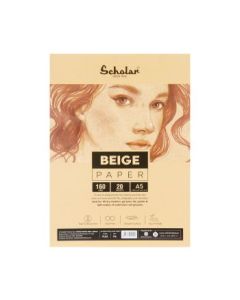 Scholar Artists' Toned Paper Flesh - A5 (14.8 cm x 21 cm or 5.8 in x 8.3 in) Beige Smooth 160 GSM, Poly Pack of 20 Sheets