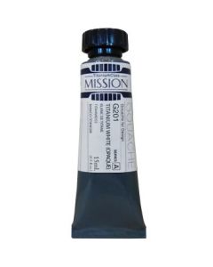 Mijello Mission Titanium Class Gouache for Design - Titanium White (Opaque) (201) - 15 ML