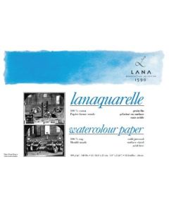 Lana Artists' Watercolour - Lanaquarelle - A5 (14.8 cm x 21 cm) Natural White Fine Grain / Matt Surface / Cold Press 300 GSM Paper, Short Side Glued Pad of 12 Sheets