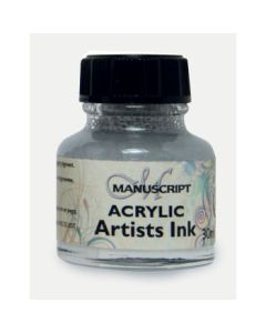 Manuscript Artists Acrylic Dip Pen Ink 30 ML - Metallic Silver