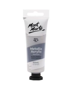 Mont Marte Premium Acrylic Paint - Tube of 50 ml (1.7 Oz) - Silver