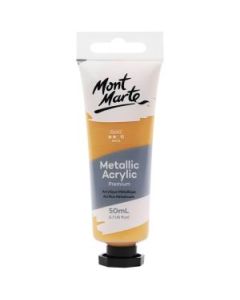 Mont Marte Premium Acrylic Paint - Tube of 50 ml (1.7 Oz) - Gold