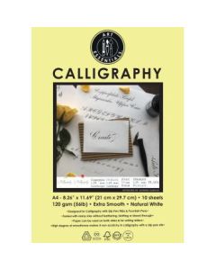 Art Essentials Calligraphy - 6/4/6 Copperplate, Spencerian Portrait - A4 (21 cm x 29.7 cm) Natural White Extra Smooth 120 GSM Paper, Polypack of 10 Sheets