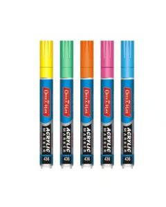 Soni Officemate Water Base Acrylic Regular Tip Marker - Pack of 5 (Fluorescent Colours)