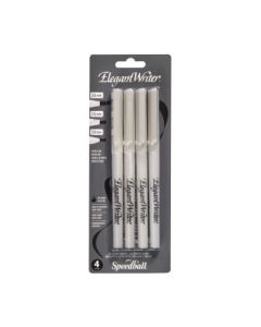 Speedball Elegant Writer - Dye Based Calligraphy Marker - Chisel Tip - Set of 4 Black Marker