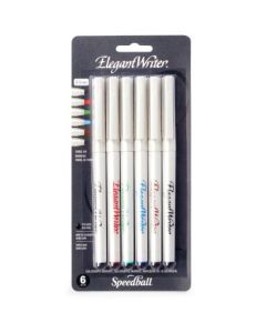 Speedball Elegant Writer - Dye Based Calligraphy Marker - Broad 3.0 MM Chisel Tip - Set of 6 Marker