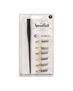 Speedball Nib & Pen Holder Set - C-Series - Set of 6 Nibs + Standard Holder