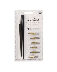 Speedball Nib & Pen Holder Set - Artist Pen Set - 9 Nibs + Standard & Crowquill Holder