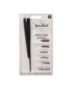 Speedball Nib & Pen Holder Set - Sketching Pen Set - 6 Nibs + Standard & Crowquill Holder