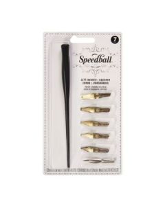 Speedball Nib & Pen Holder Set - Left Handed - Set of 6 Nibs + Standard Holder