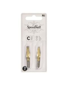 SpeedBall Broad Edge Right Handed Lettering Nibs - Type C (Flat) - Blister Pack of 2 - Size C0/C1